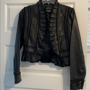 Genuine ladies black leather jacket